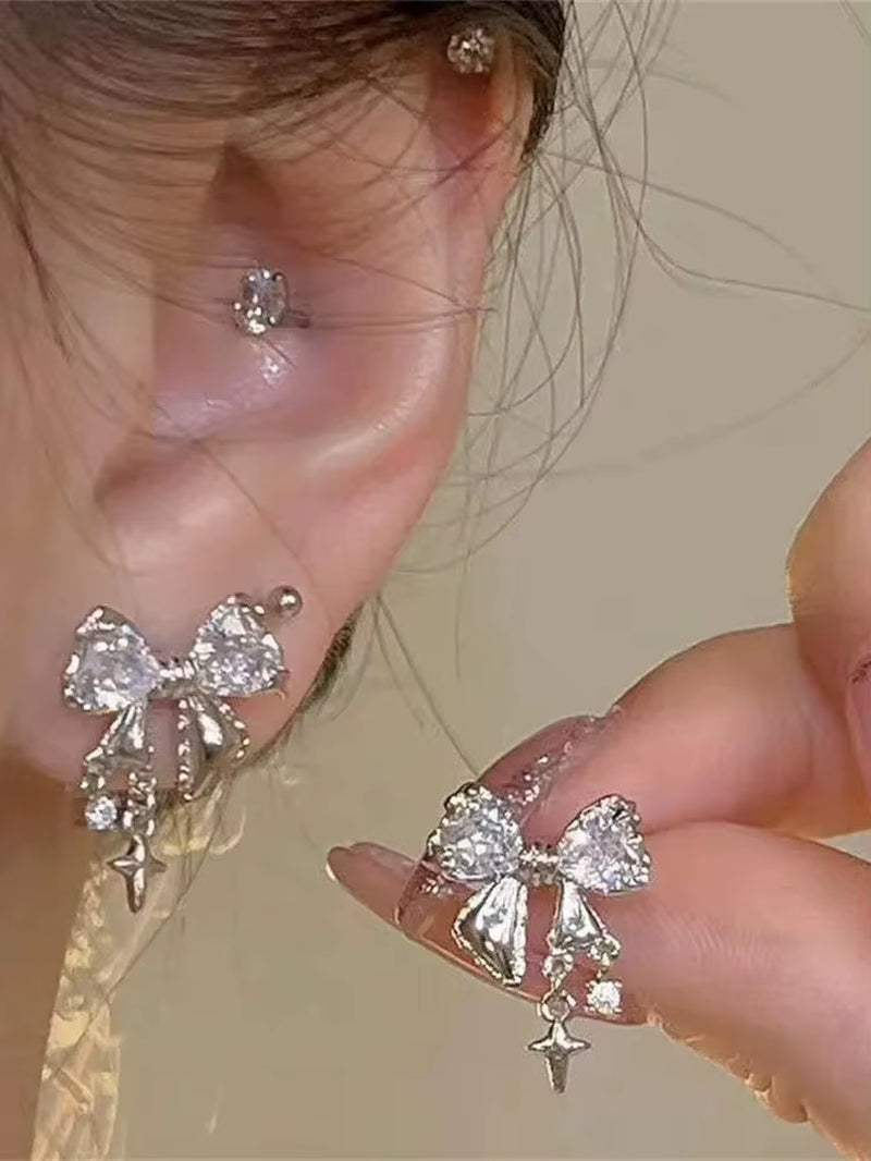 Bowknot Zircon Stud Earrings