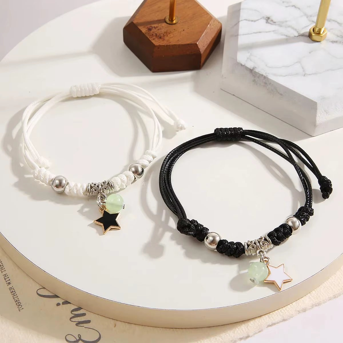 2PC Luminous Beads Star Couple Bracelet