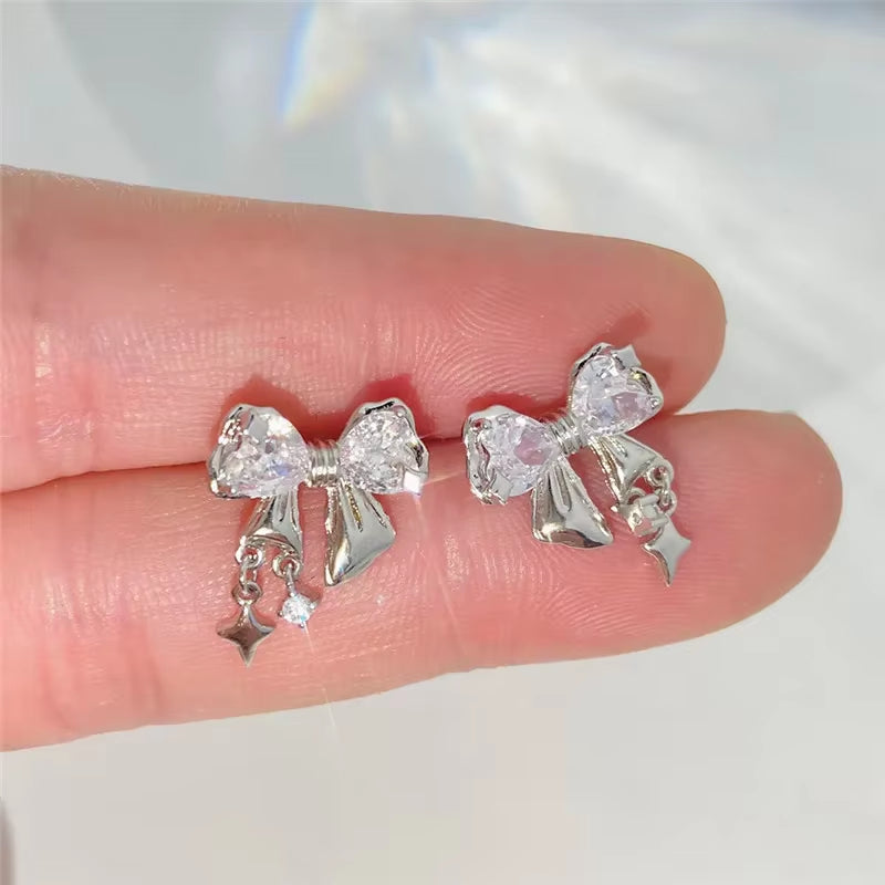 Bowknot Zircon Stud Earrings