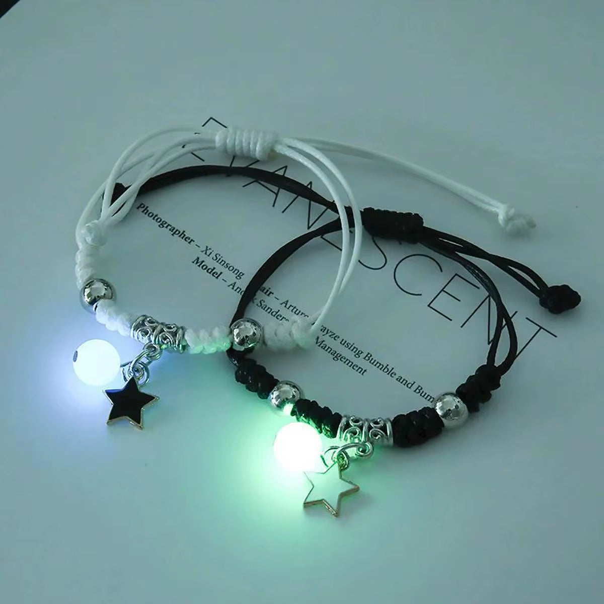 2PC Luminous Beads Star Couple Bracelet