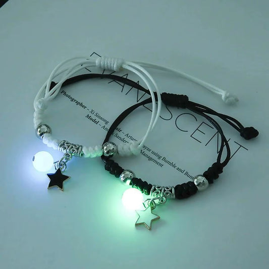 2PC Luminous Beads Star Couple Bracelet